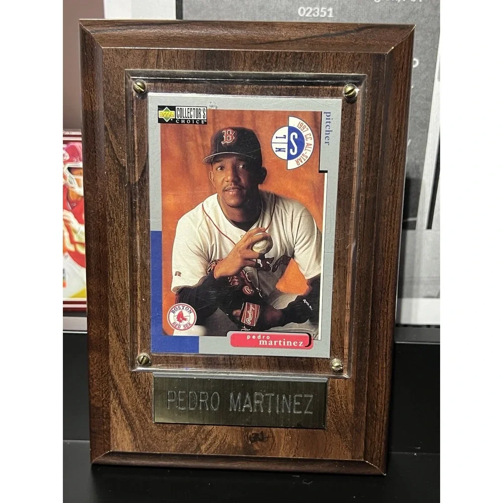 Pedro Martinez Baseball Card Plaque - Red, White, Black